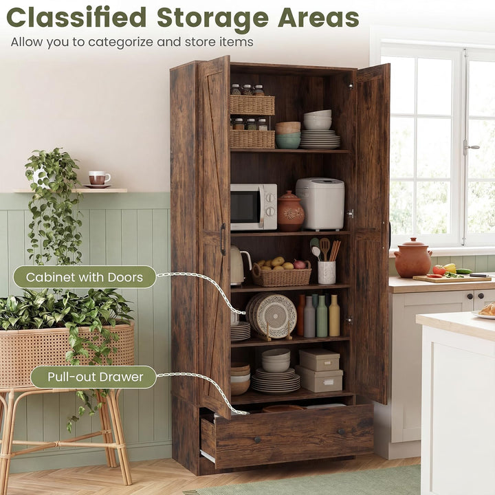 Giantex 72" Tall Kitchen Pantry Cabinet for Dining Room Living Room Bathroom