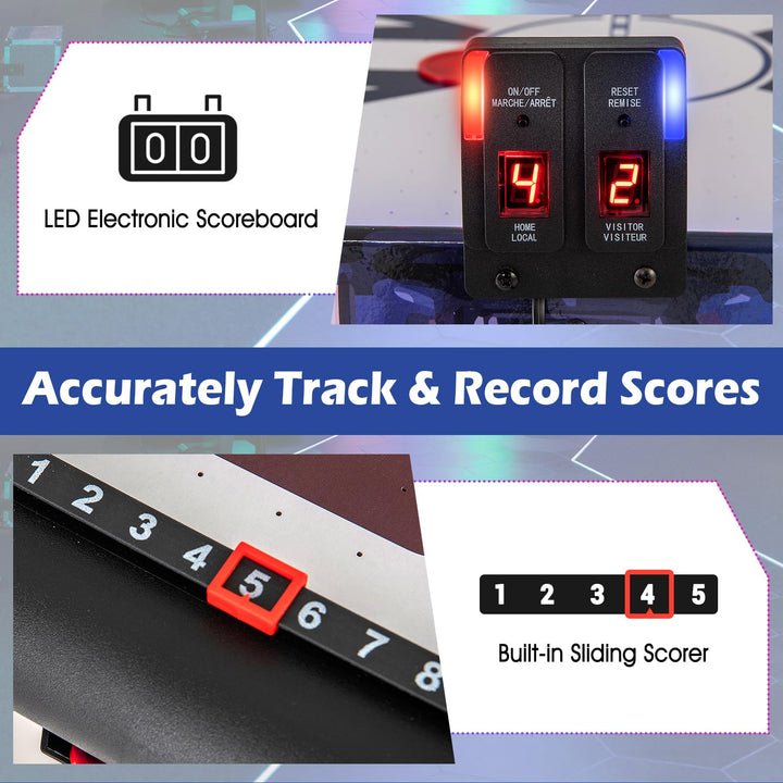 Giantex 54" Air Hockey Table - Arcade Hockey Table Gaming Set w/LED Electronic Scoring & Lights, 2 Pucks, 2 Pushers