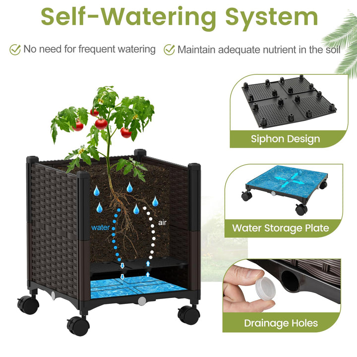 Giantex Raised Garden Bed Planter Box with Trellis