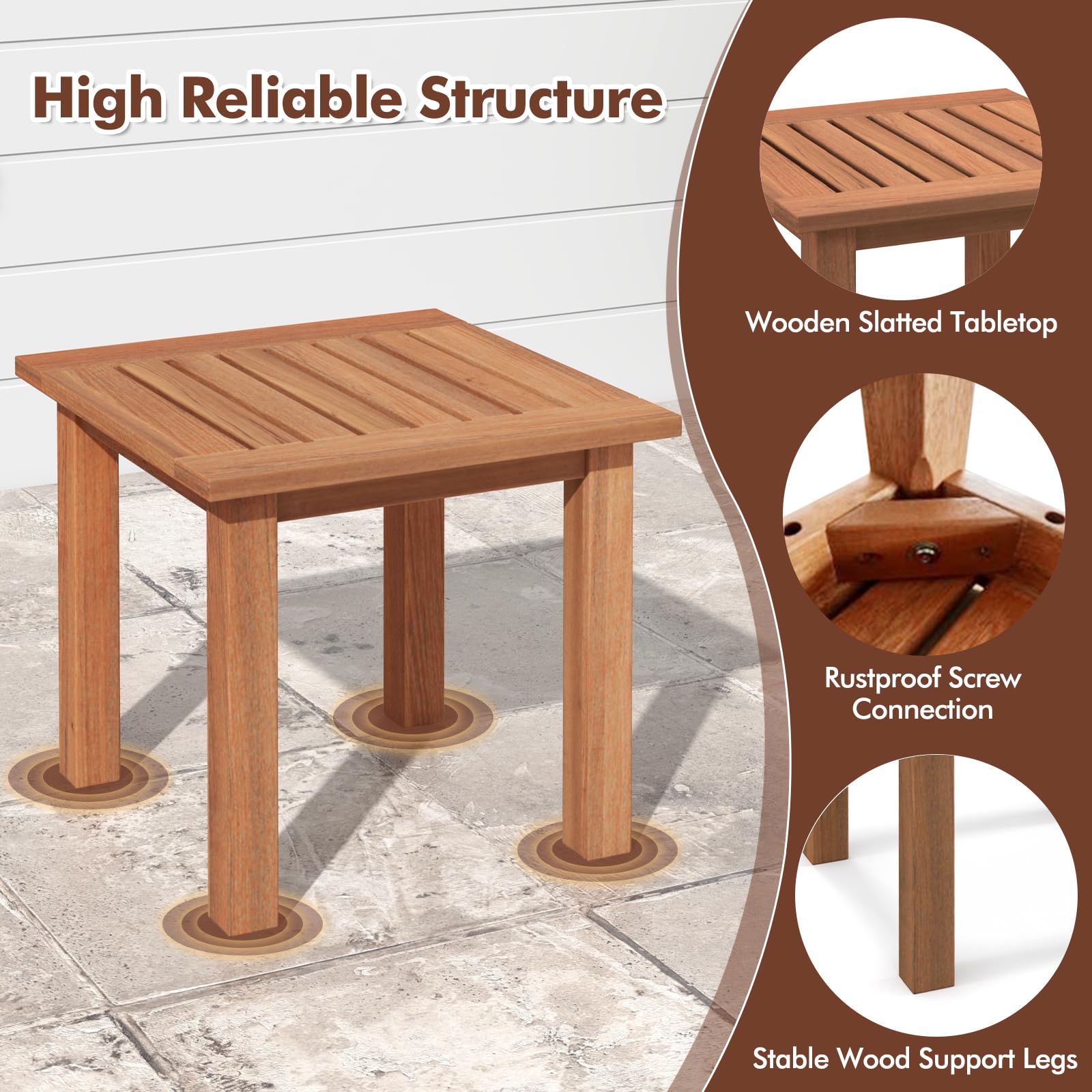 Giantex Hardwood Outdoor Side Table