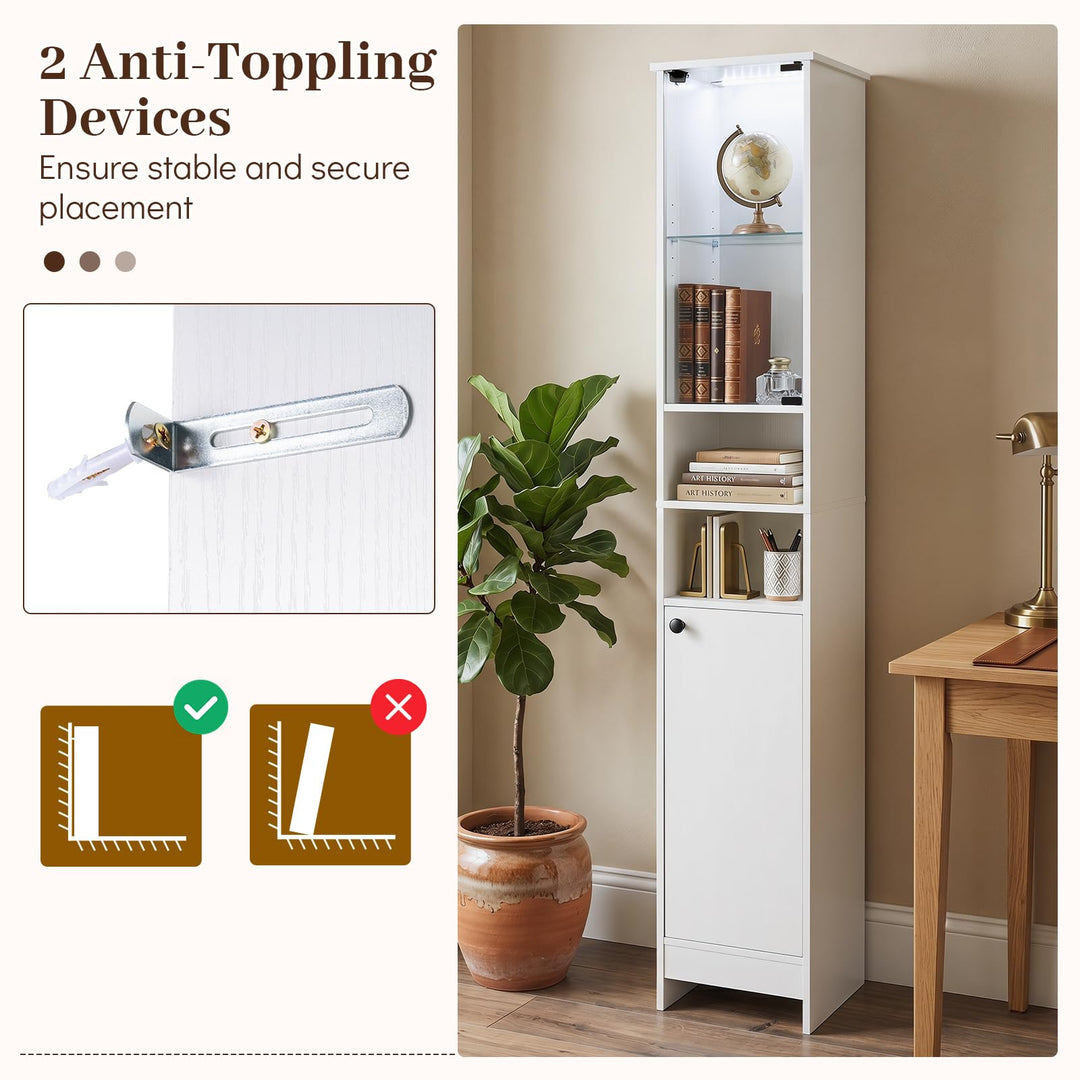 Giantex Tall Narrow Bathroom Cabinet with Lights &amp; Remote Control (1/2)