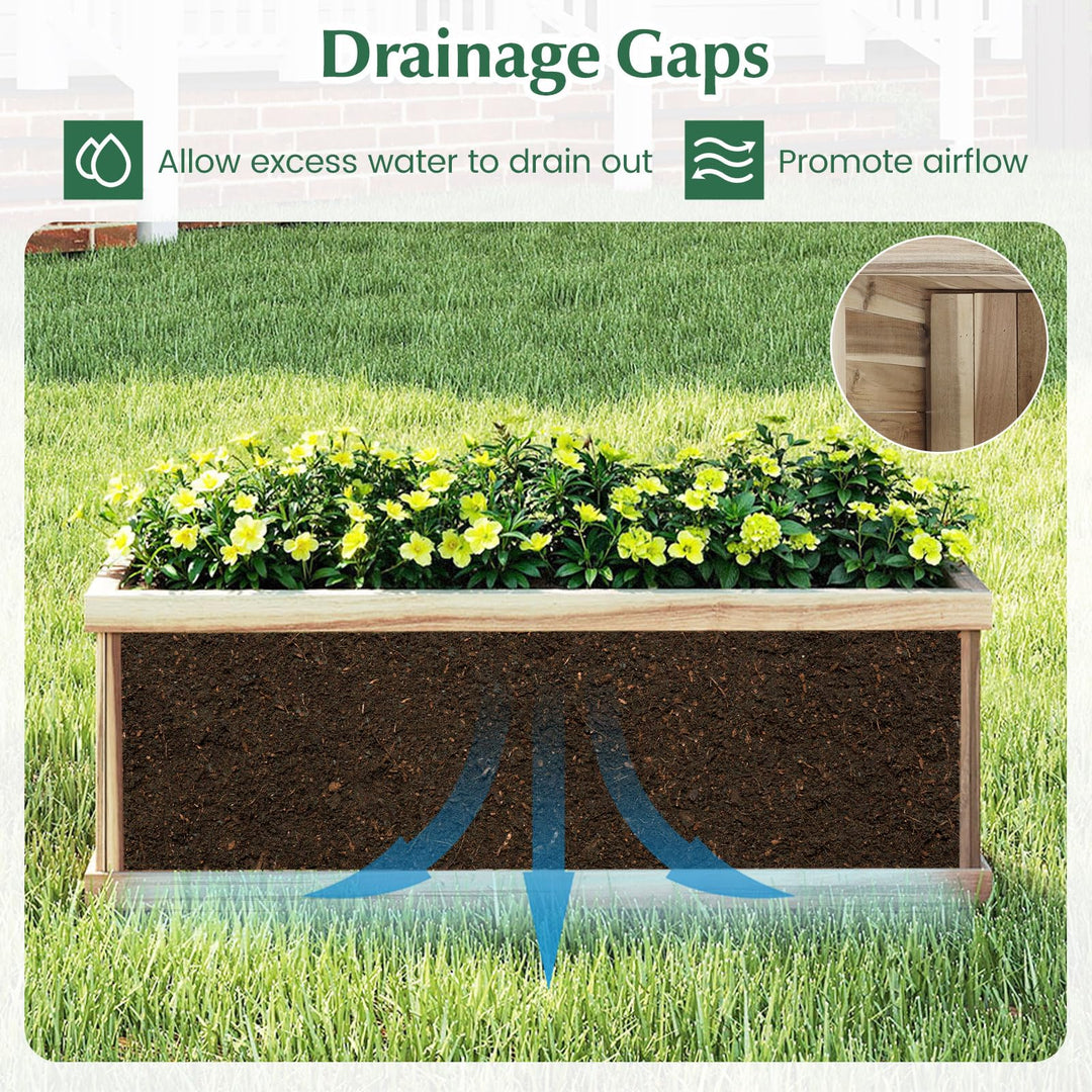 Giantex Rectangular Acacia Wood Raised Garden Bed w/Drainage Gaps
