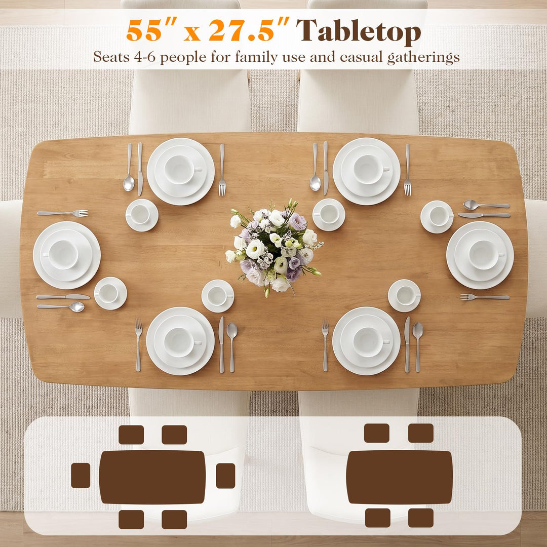 GIANTEX 55" Solid Wood Rectangular Dining Table w/Round Edges for 4-6