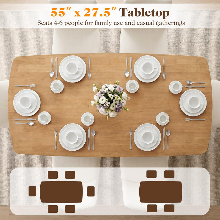 GIANTEX 55" Solid Wood Rectangular Dining Table w/Round Edges for 4-6