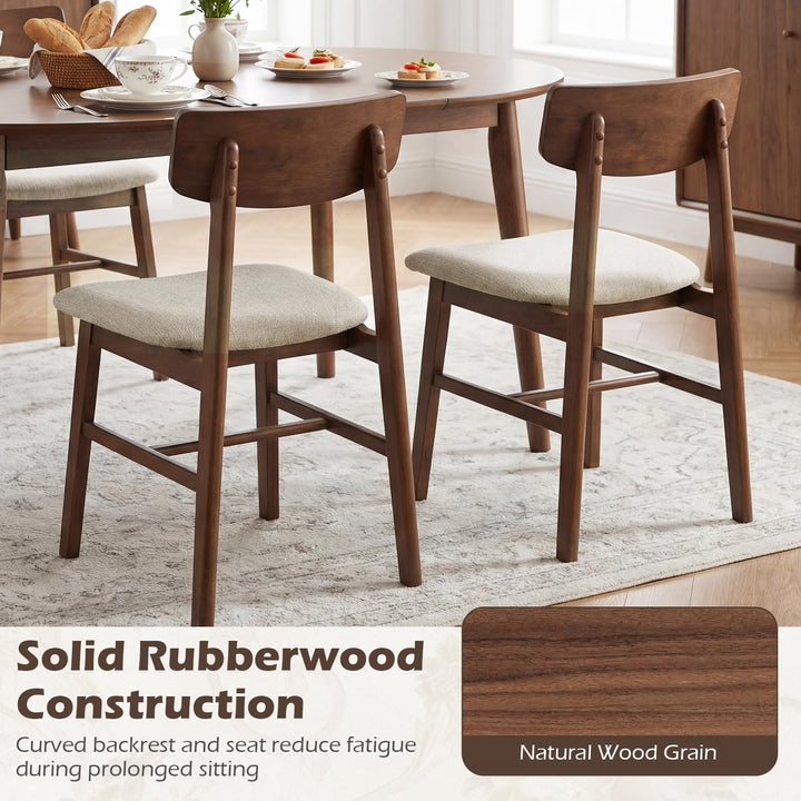 Giantex Solid Rubber Wood Dining Room Chairs with Curved Backrest