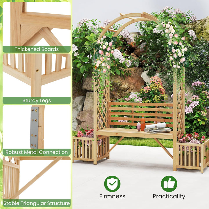 Giantex Outdoor Bench with Garden Arch & Planters