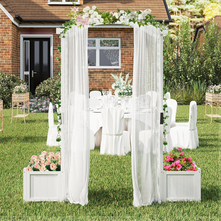 Giantex Garden Arbor with Planter, Wooden Planter Arch with Trellis, Outdoor Arch for Climbing Plants
