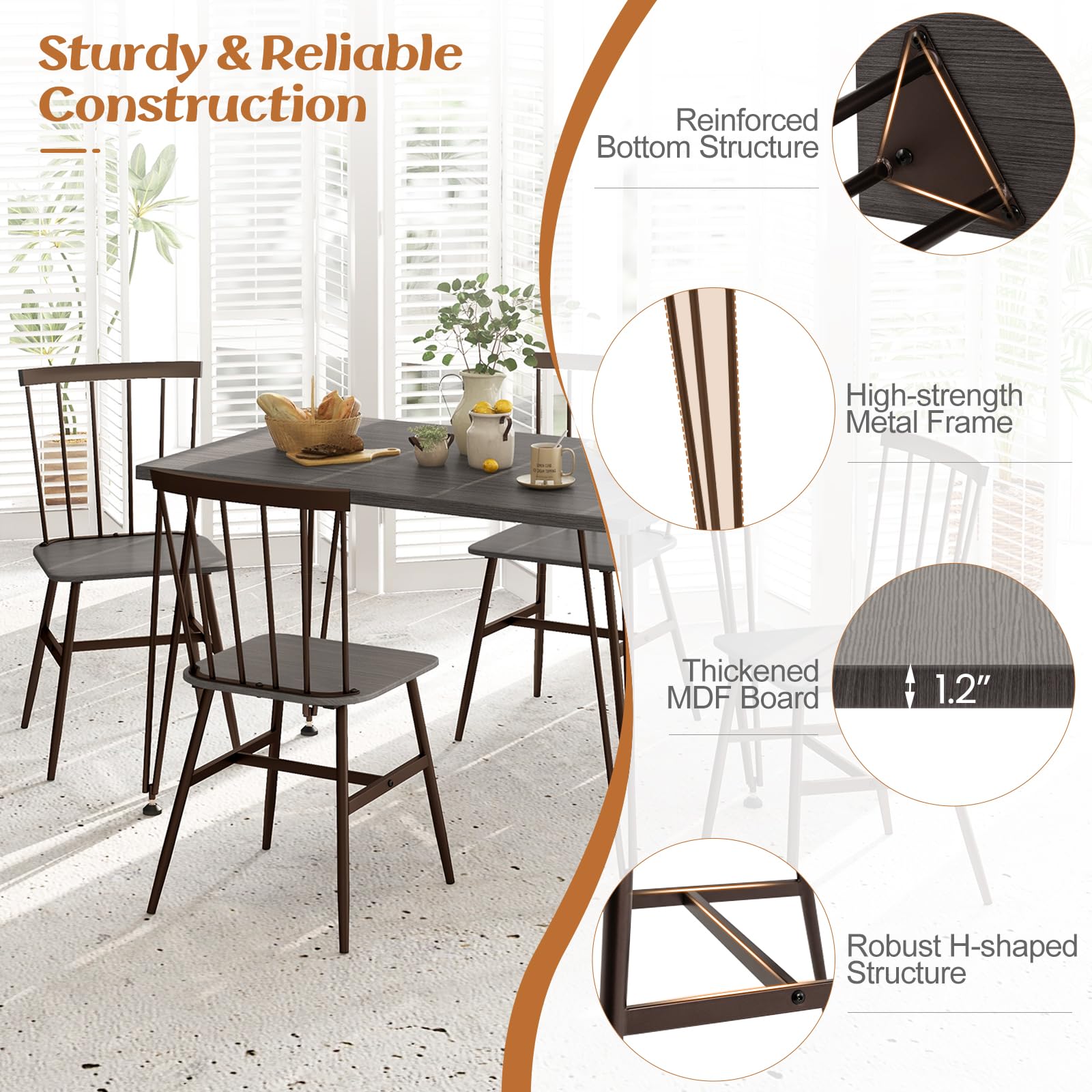 Giantex Dining Table Set for 4, Dining Set with Kitchen Table, Dining Chairs