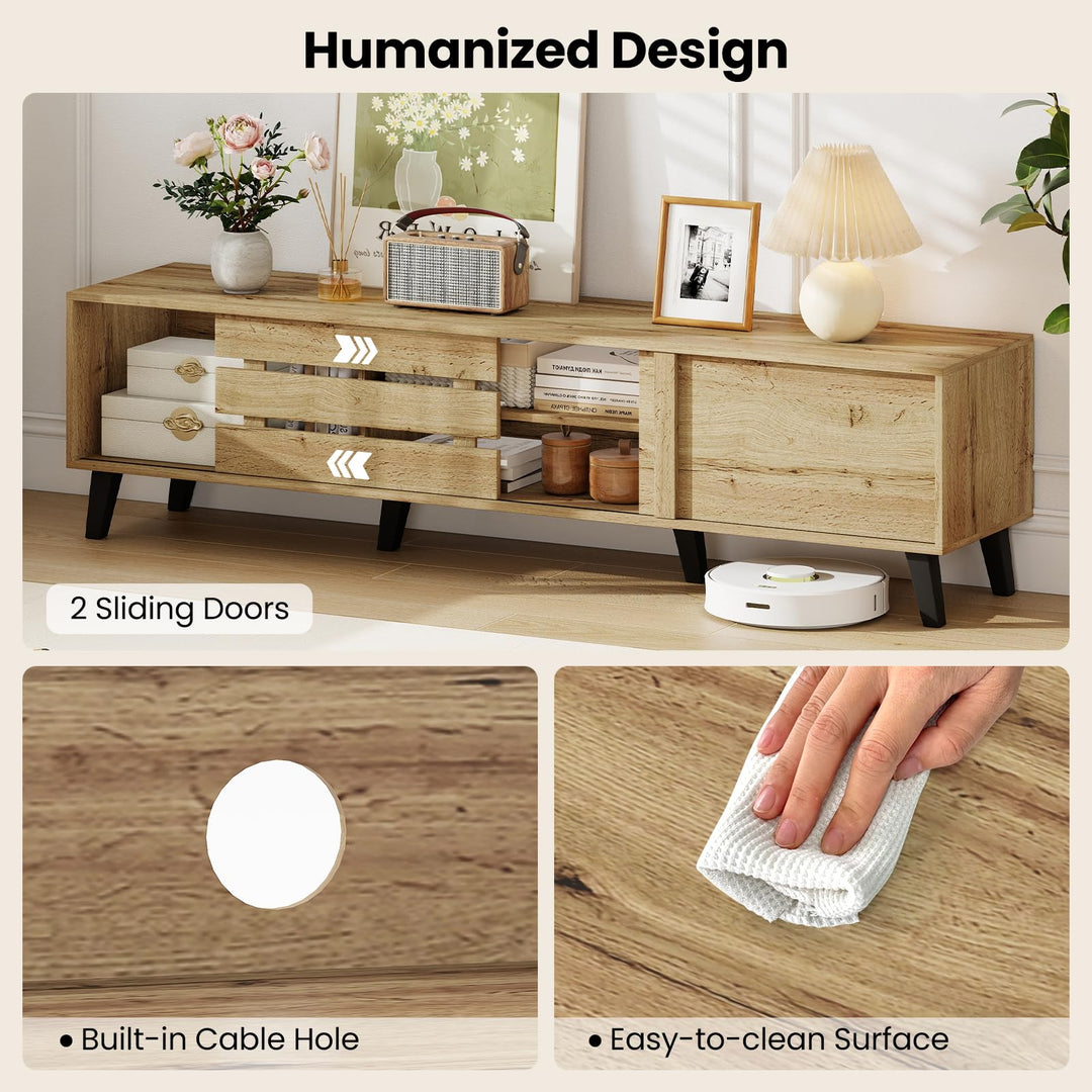 Giantex Mid Century Modern TV Stand for 65-80 Inch TV