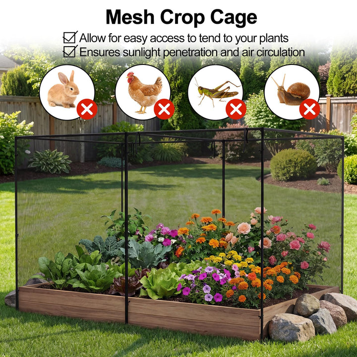 Giantex Garden Crop Cage | 10 x 6.5 x 6.5 ft Plant Netting Cover w/Zipper Doors