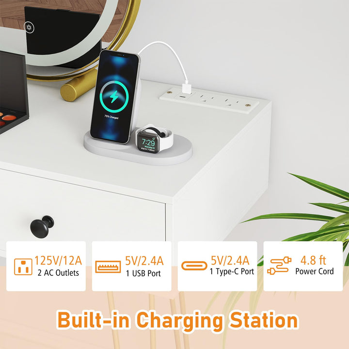 CHARMAID Modern Dressing Table with Storage Cabinet