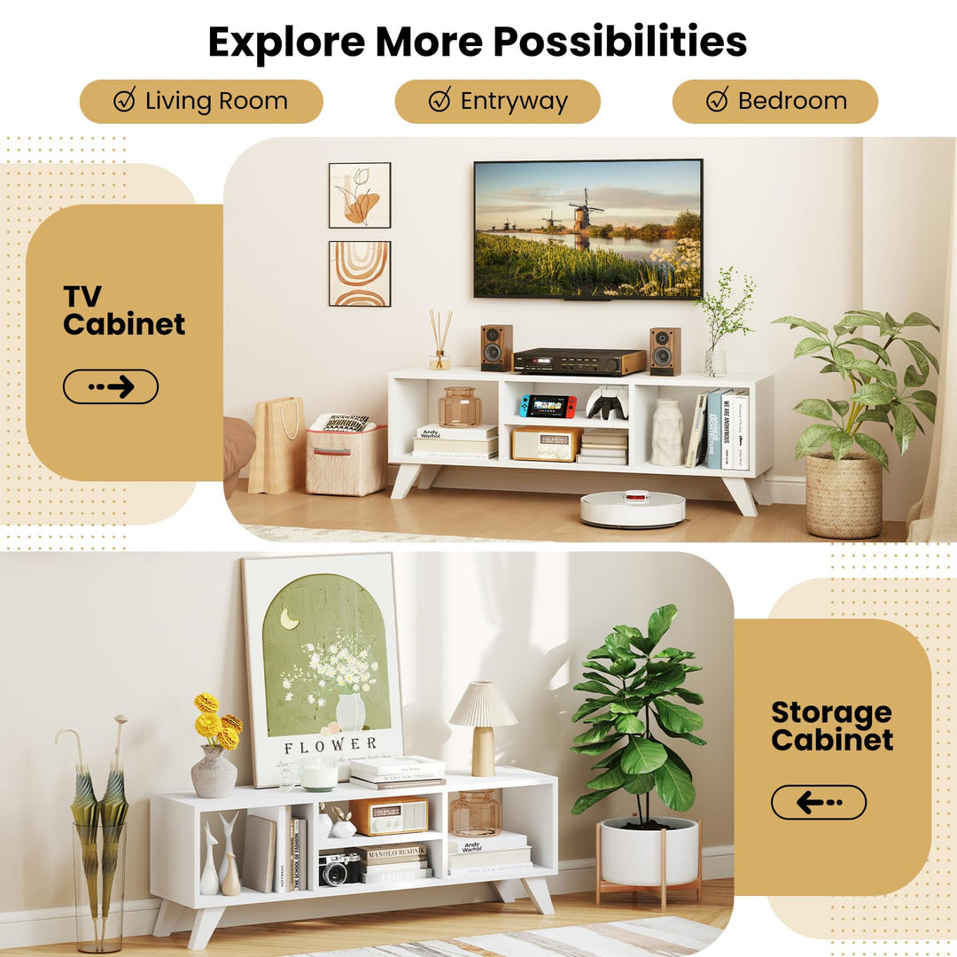 Giantex TV Stand for TVs up to 55", 4-Cubby Entertainment Center