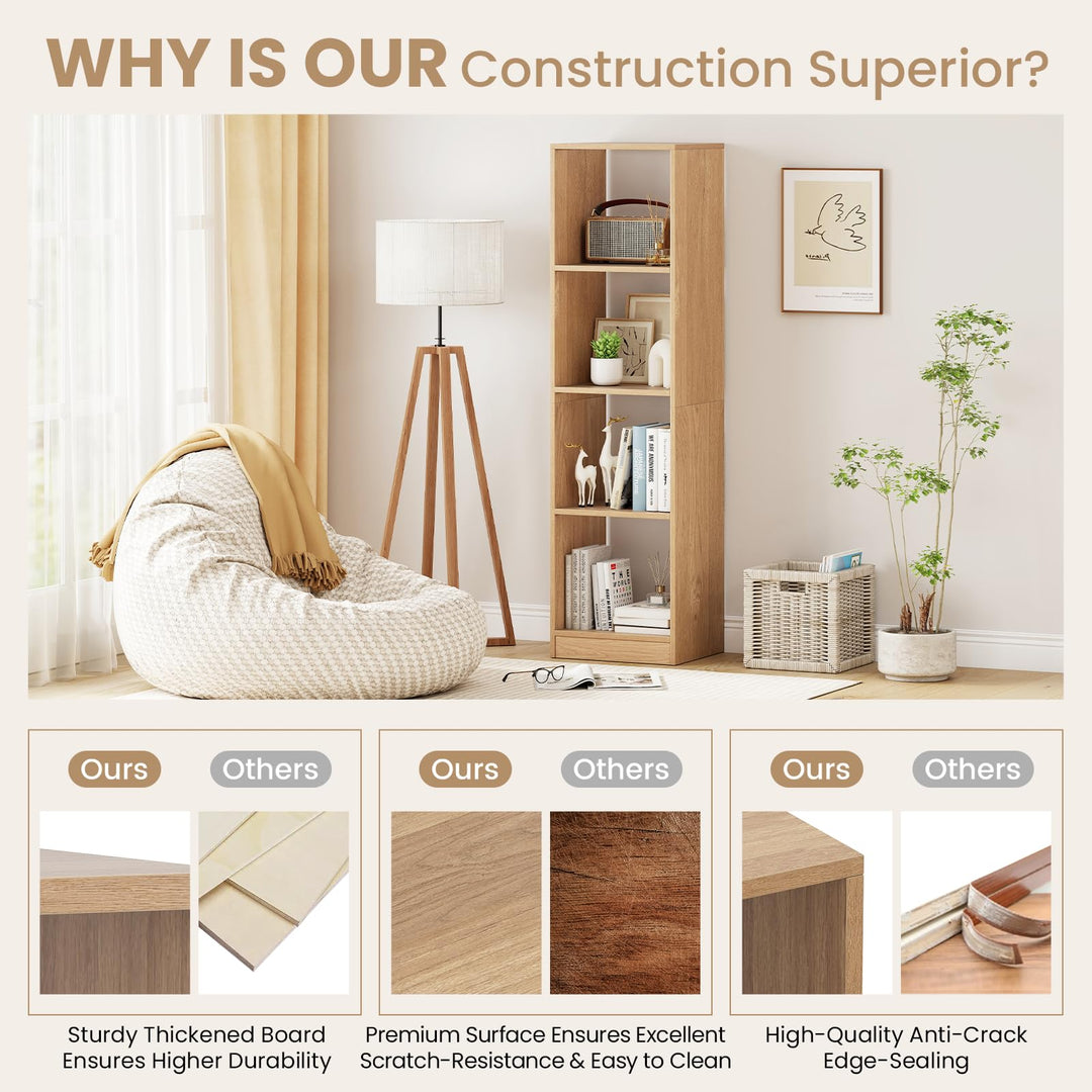 Giantex 56" Tall 4 Cube Bookcase for Small Place