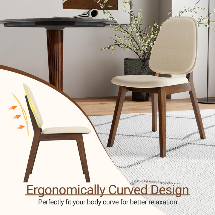 Giantex Wooden Dining Chair Set of 2/4 Mid-Century Modern Upholstered Side Armless Chair