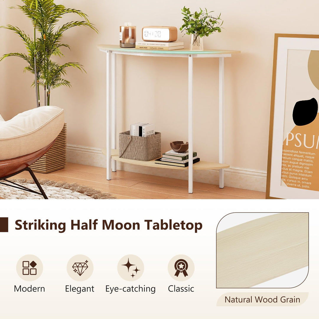Giantex Half Moon Console Table | 40" Narrow Entryway Table with Storage Shelf