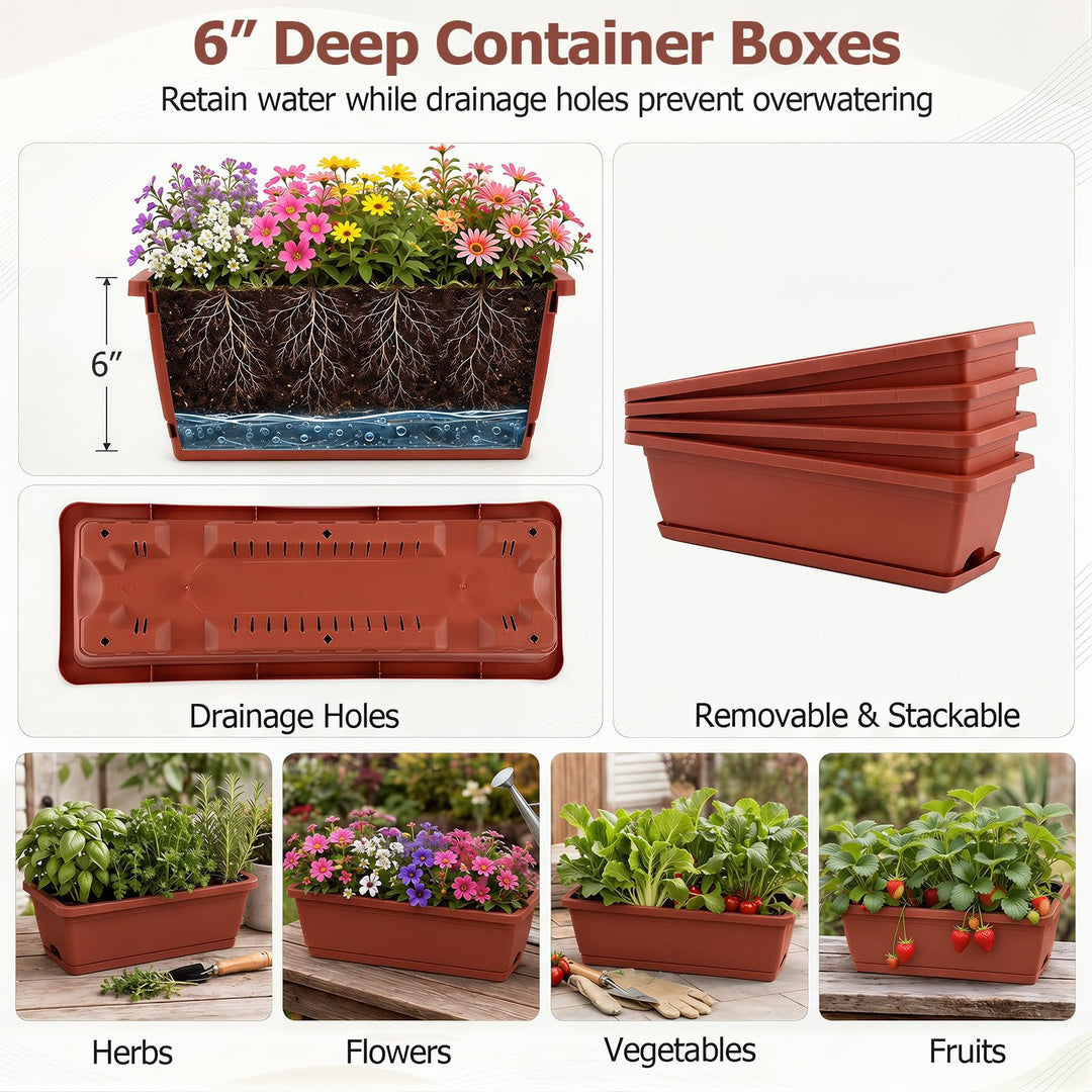 Giantex 4-Tier Vertical Garden Planter with 4 Container Boxes &amp; Drainage System (1/2)