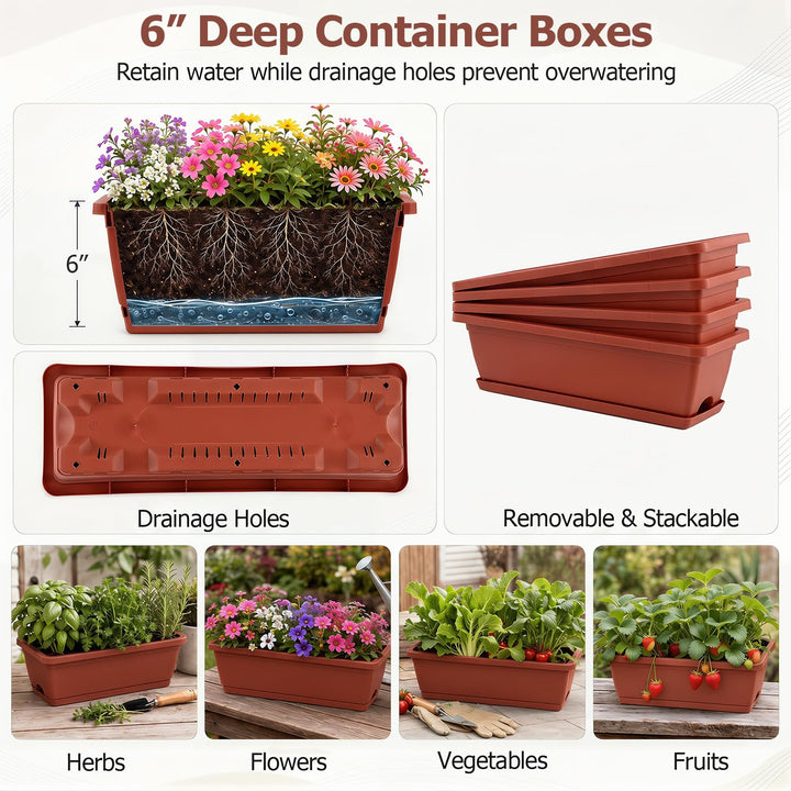 Giantex 4-Tier Vertical Garden Planter with 4 Container Boxes &amp; Drainage System (1/2)