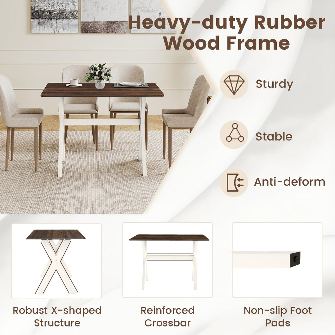 Giantex 43" x 28" Wooden Dining Table with X-Shaped Frame Reinforced Crossbar