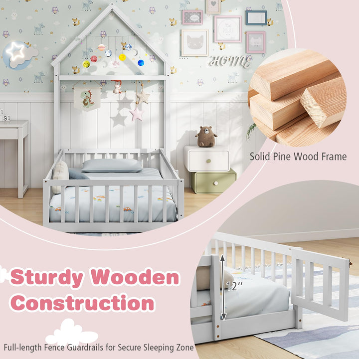 Giantex Twin House Floor Bed for Kids