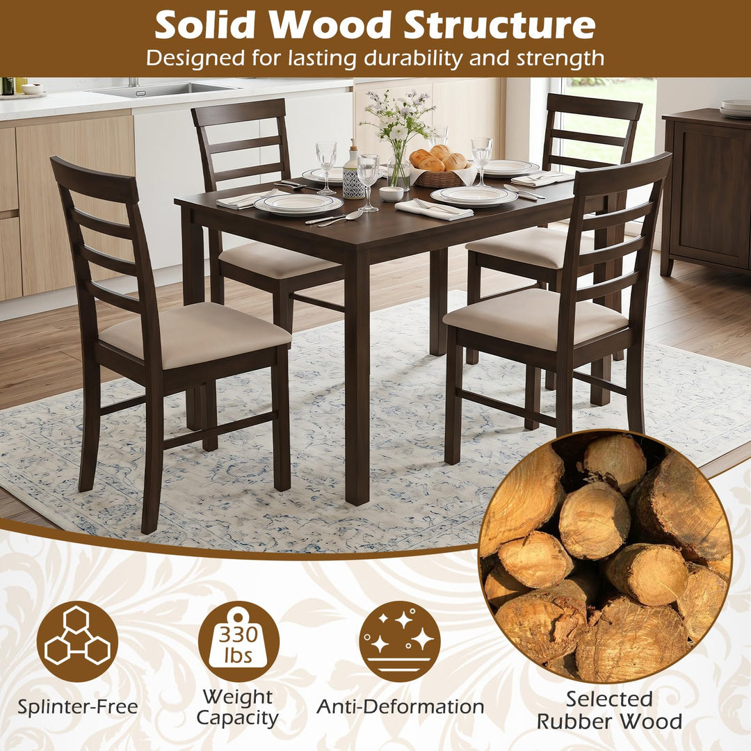Giantex Upholstered Fabric Kitchen Chairs with Rubber Wood Frame