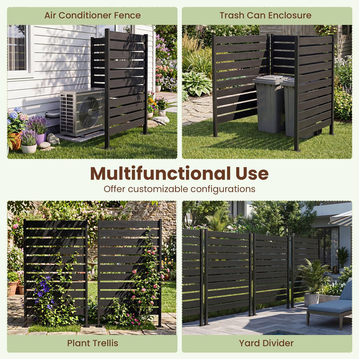 Giantex 37" W x 61" H Outdoor Privacy Fence Screen with Ground Stakes &amp; Base Feet (1/2)