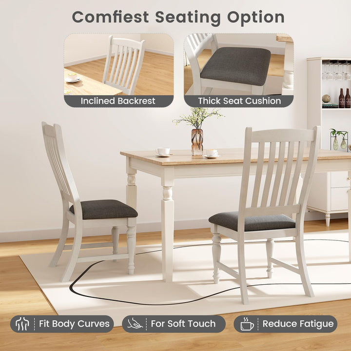 Giantex Wood Dining Chairs Set of 2, Farmhouse Kitchen Chairs with Solid Wood Frame, Max Load 355 Lbs