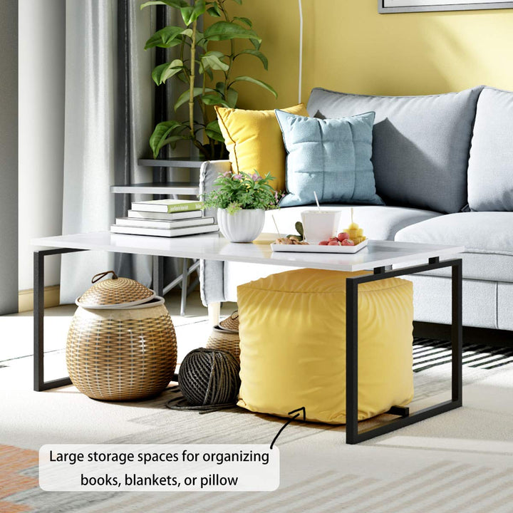 Giantex Coffee Accent Tea Table | Steel Metal Pine Frame Tables W/Faux Marble Top Cocktail Table