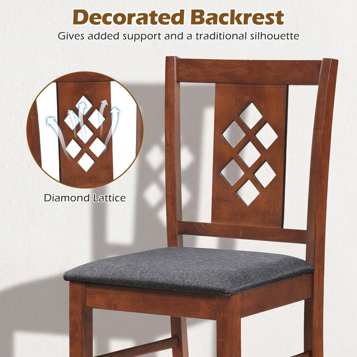 Giantex Wooden Upholstered Kitchen Chair with Elegant Diamond Back (2/4)
