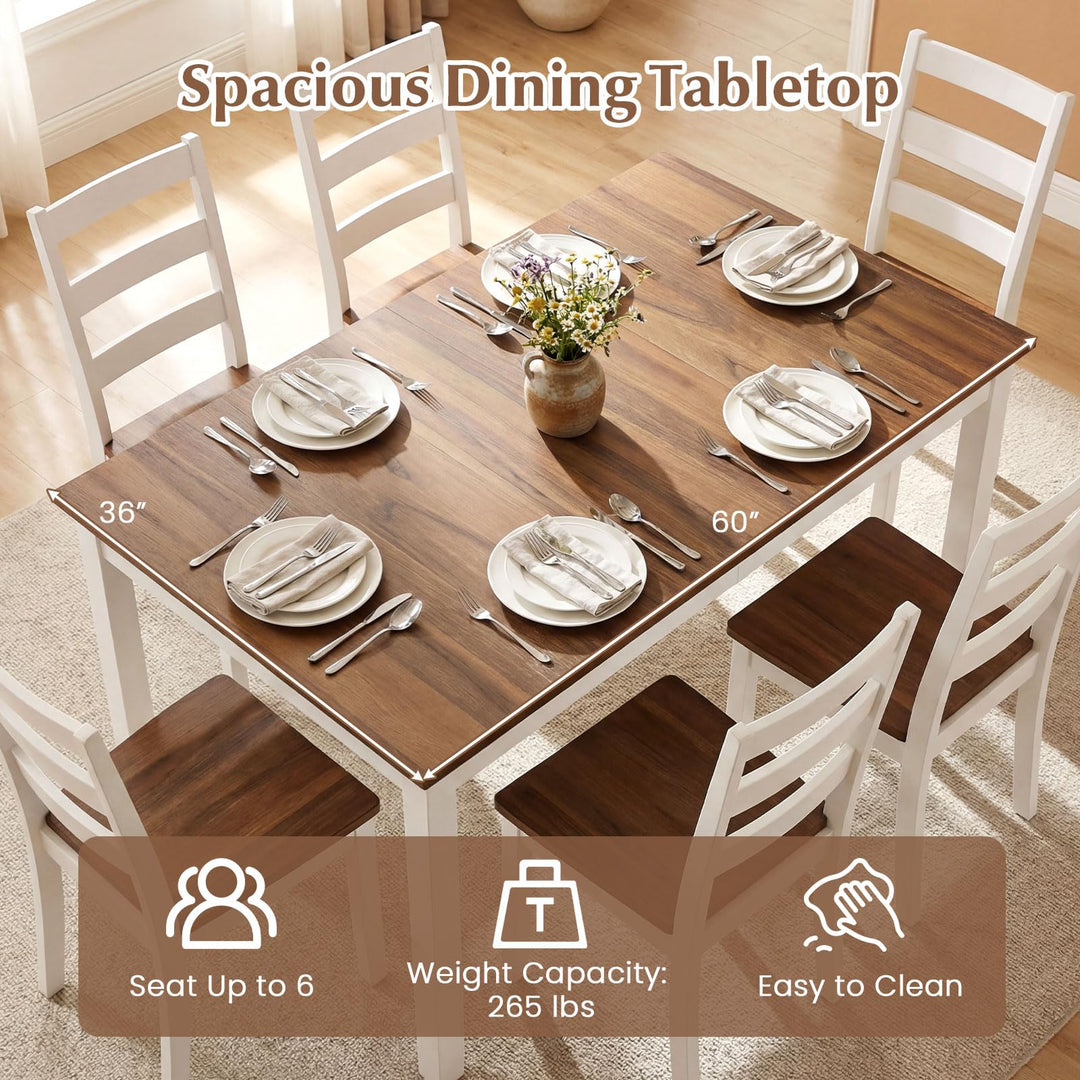 Giantex 60-inches Rectangular Dinner Tables with Solid Rubber Wood Legs