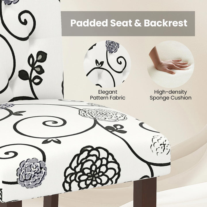 Giantex Upholstered Dining Chairs Set of 2/4 Button Tufted Fabric Upholstered Parson Chairs