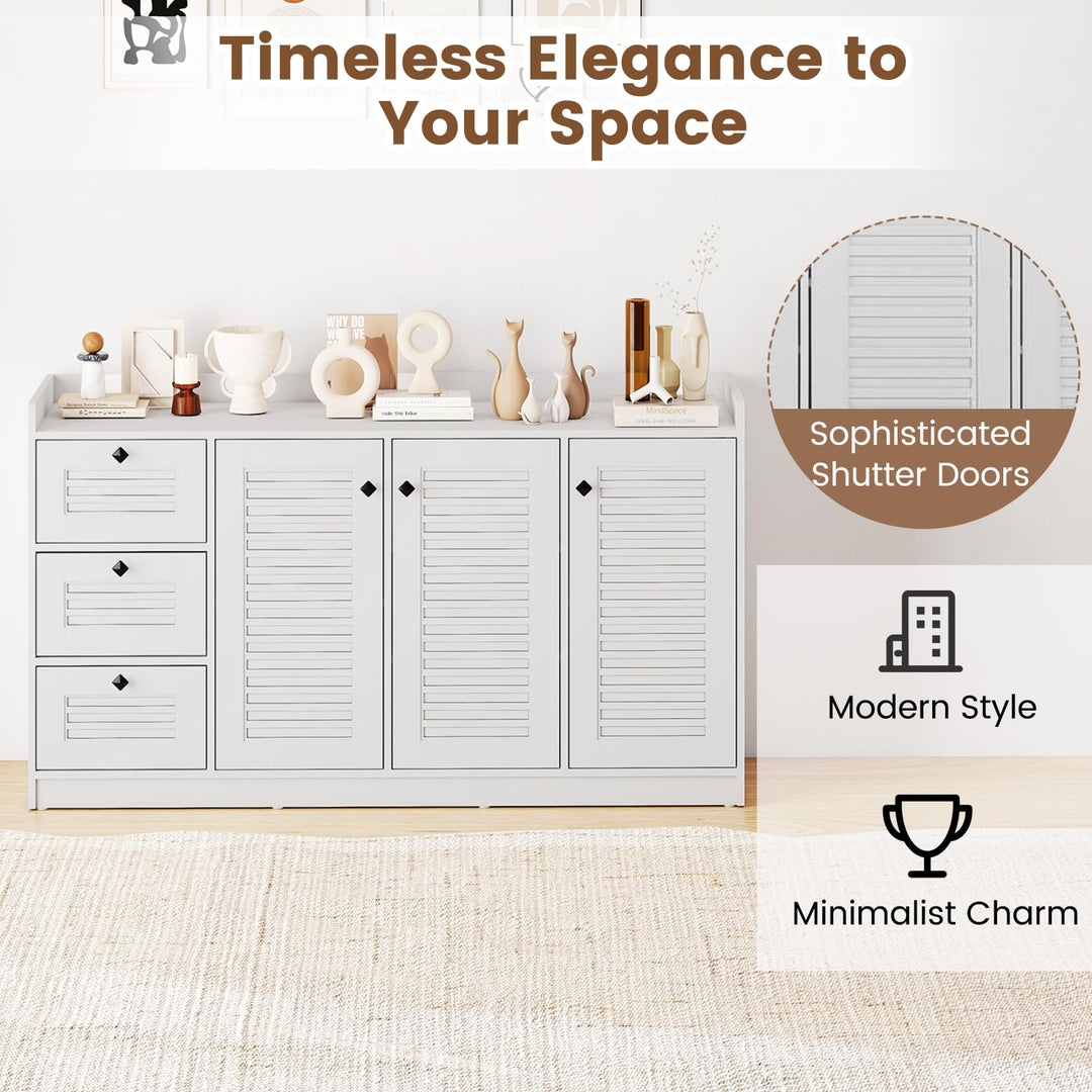 Giantex 63'' Buffet Cabinet with Storage Modern Sideboard Cabinet with 3 Doors & 3 Pull-Out Drawers