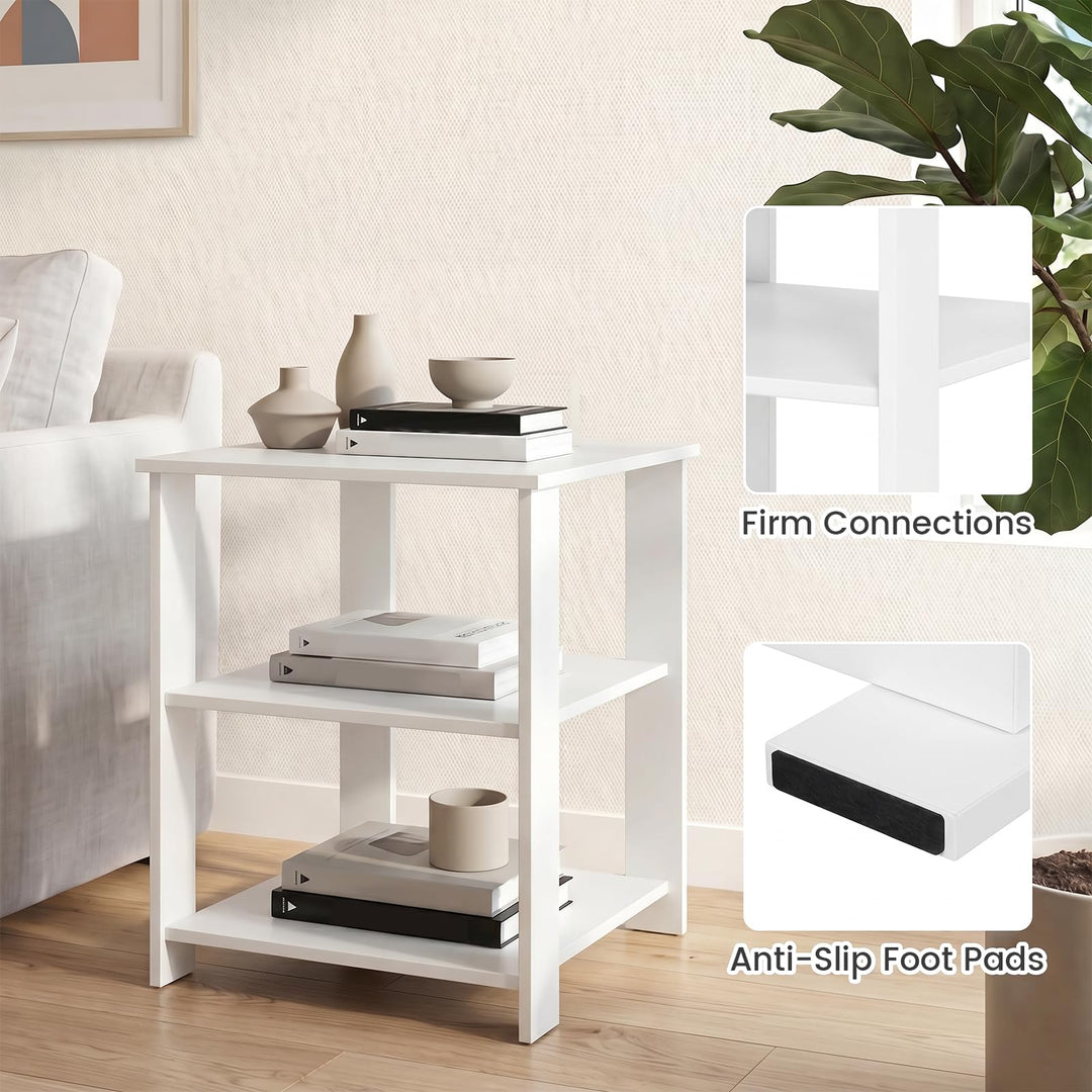 Giantex 16" Square 3-Tier Wooden Sofa Couch End Table with Open Storage Shelves (1/2)