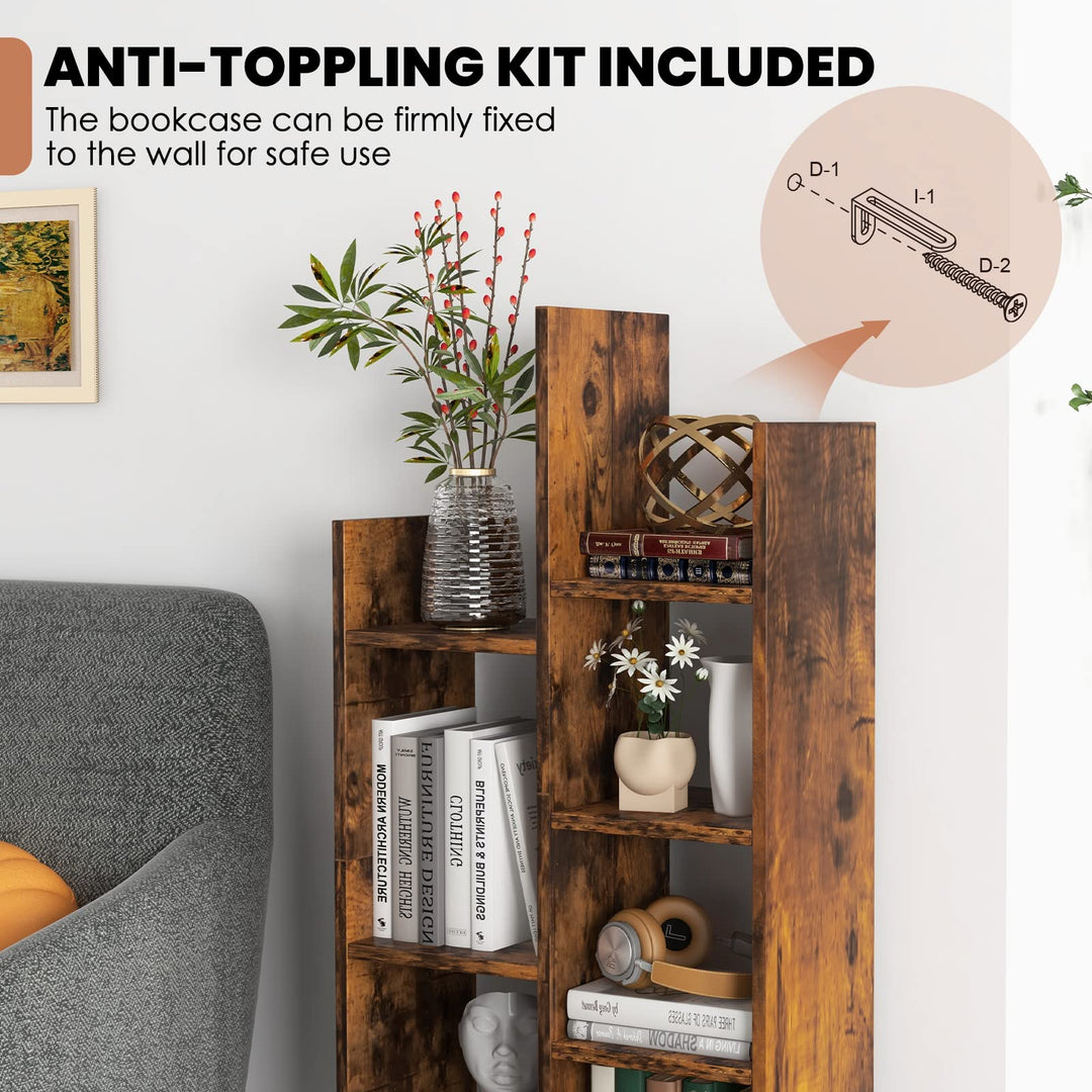 Giantex 9-Cube Bookcase with 2 Drawers - Industrial Freestanding Open Display Shelving with Anti-toppling Device