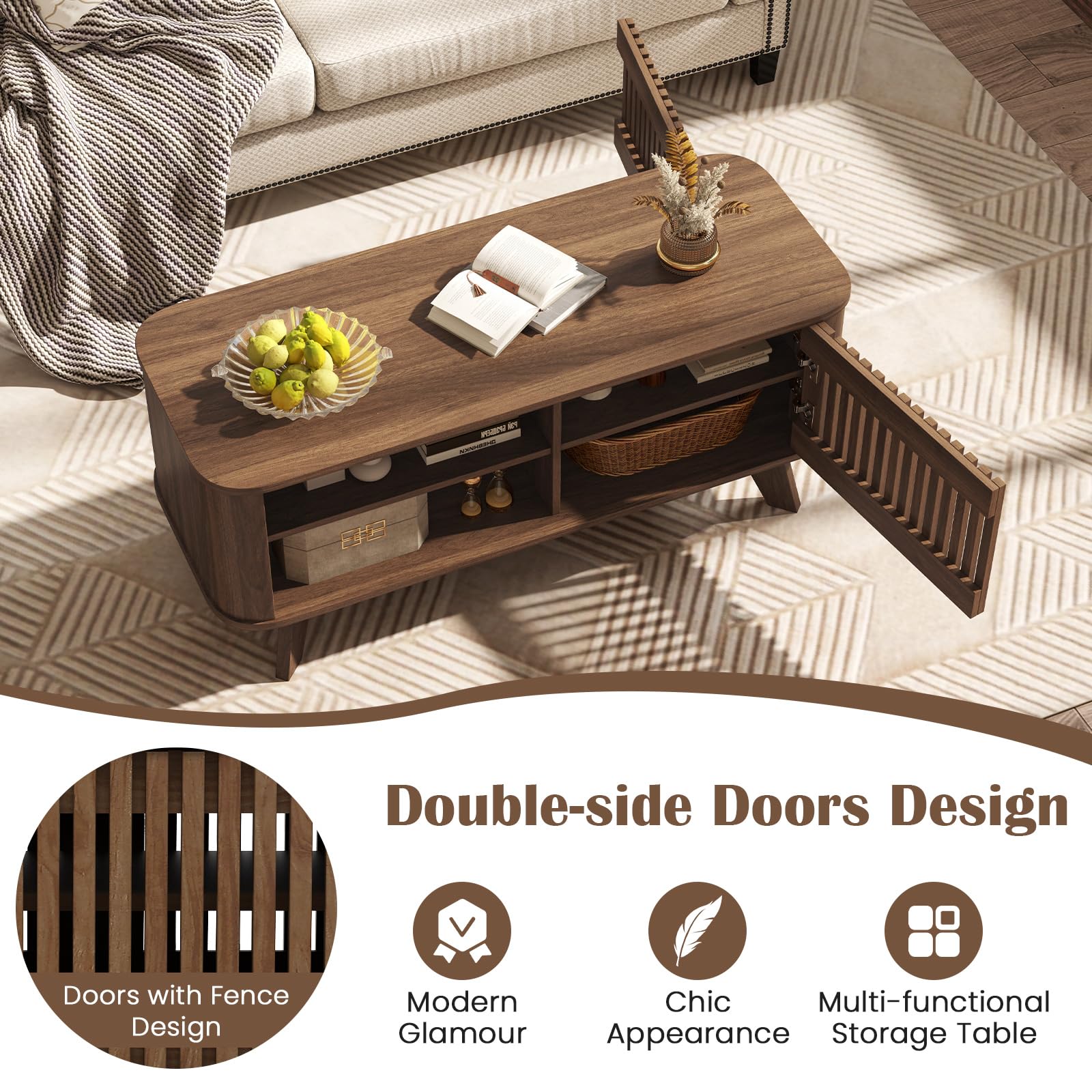 Giantex Rectangle Coffee Table with Storage