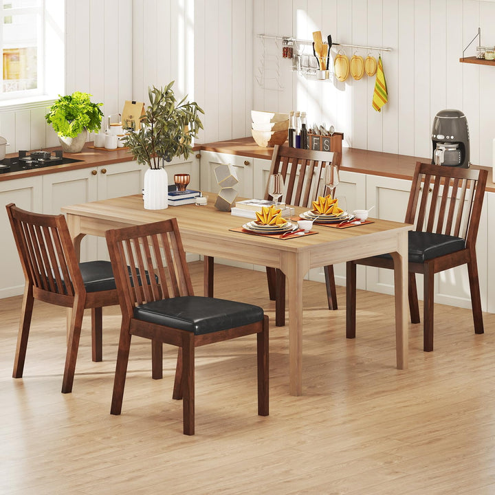 Giantex PU Leather Upholstered Kitchen Chairs w/Rubber Wood Frame Padded Seat