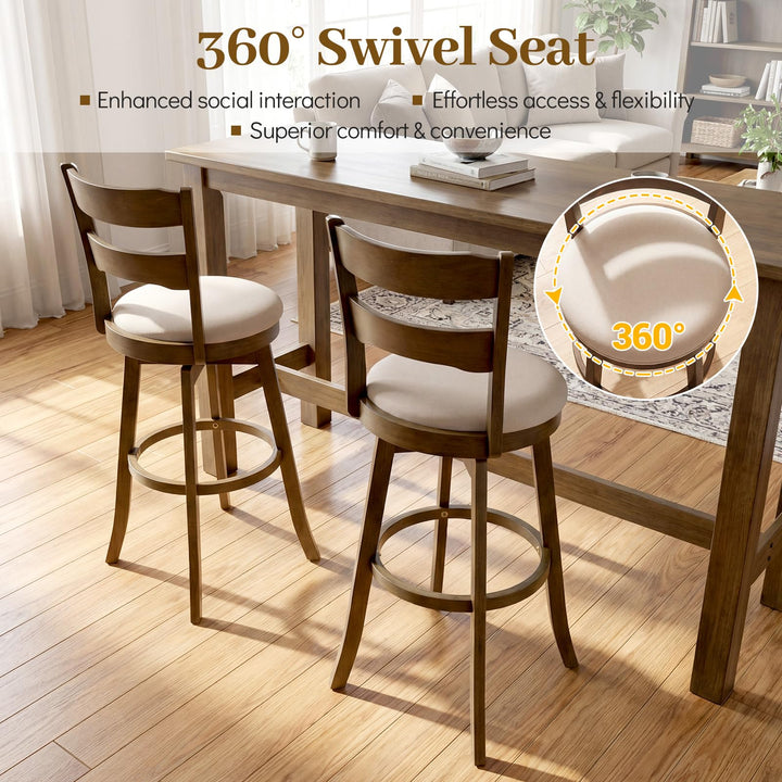 Giantex 30.5" Swivel Bar Stools Set of 2/4 with Fabric Upholstered Seat, High Back