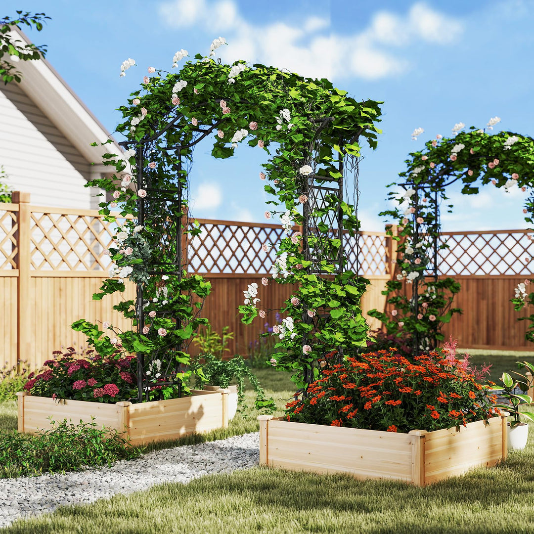 Giantex Garden Arch Trellis 67''W x 83''H Metal Arbor