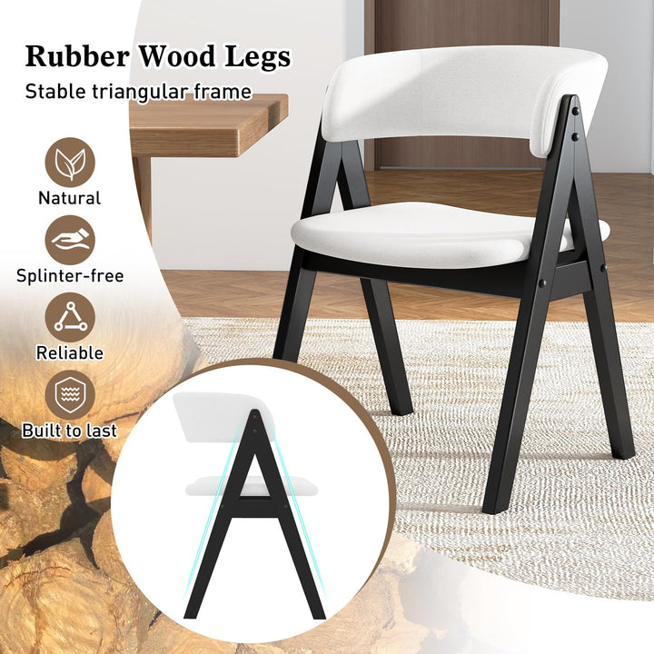 Giantex Wooden Dining Chairs Set of 2/4 Modern Sherpa Upholstered Kitchen Chair