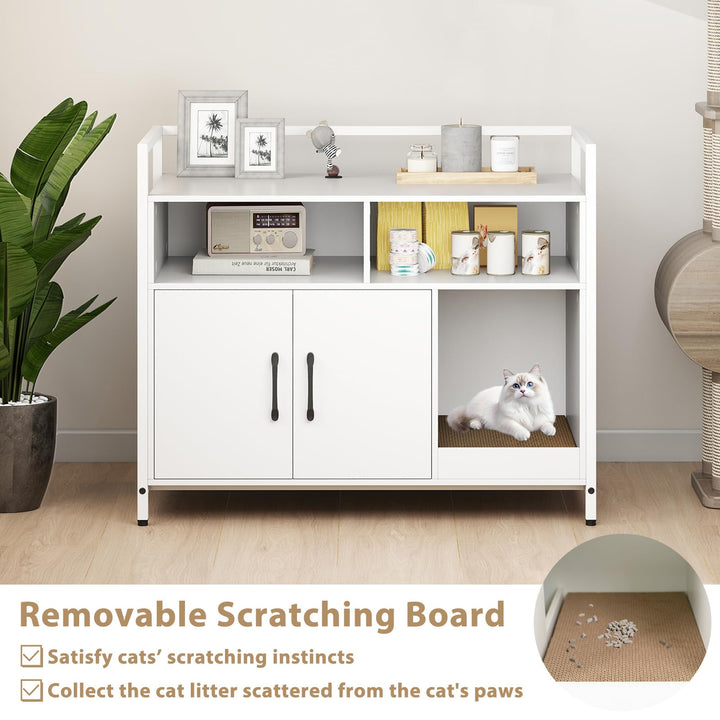 Giantex Cat Litter Box Enclosure - Cat Washroom Hidden Furniture with Front Entry
