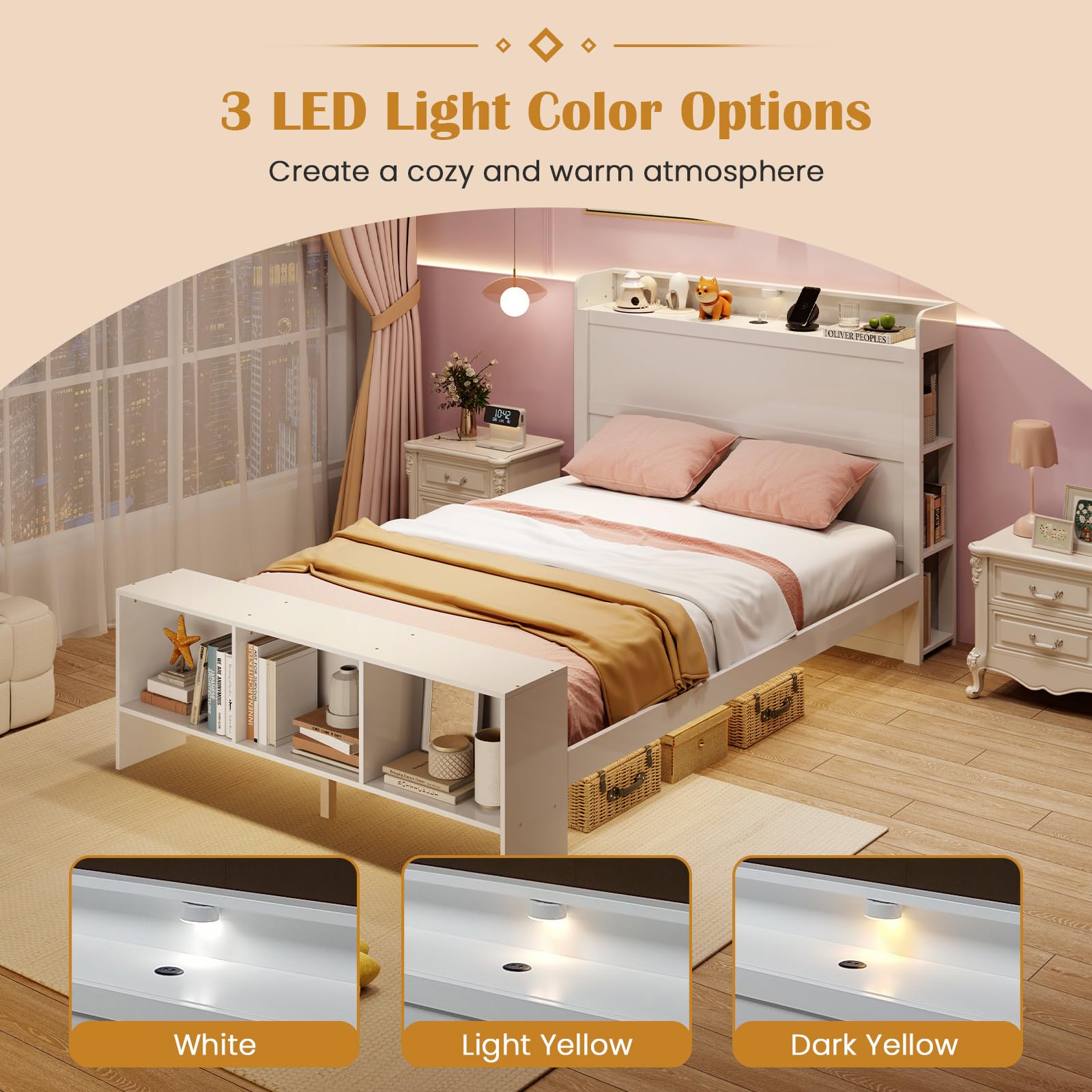 Giantex Bed Frame with Storage Headboard & Footboard