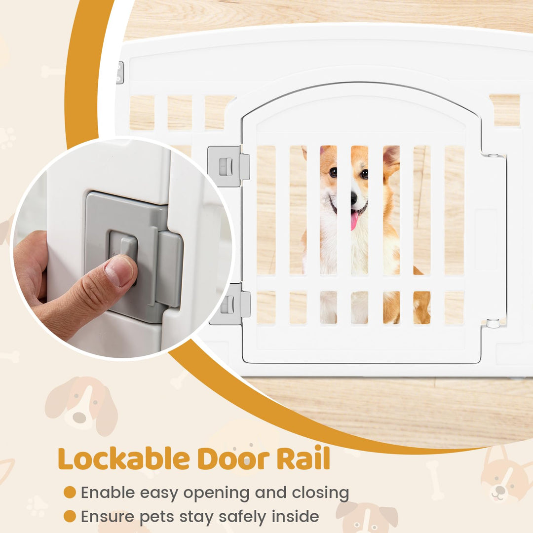 Giantex 6/12 Panel Dog Playpen 24'' Tall Plastic Pet Fence with Lockable Door