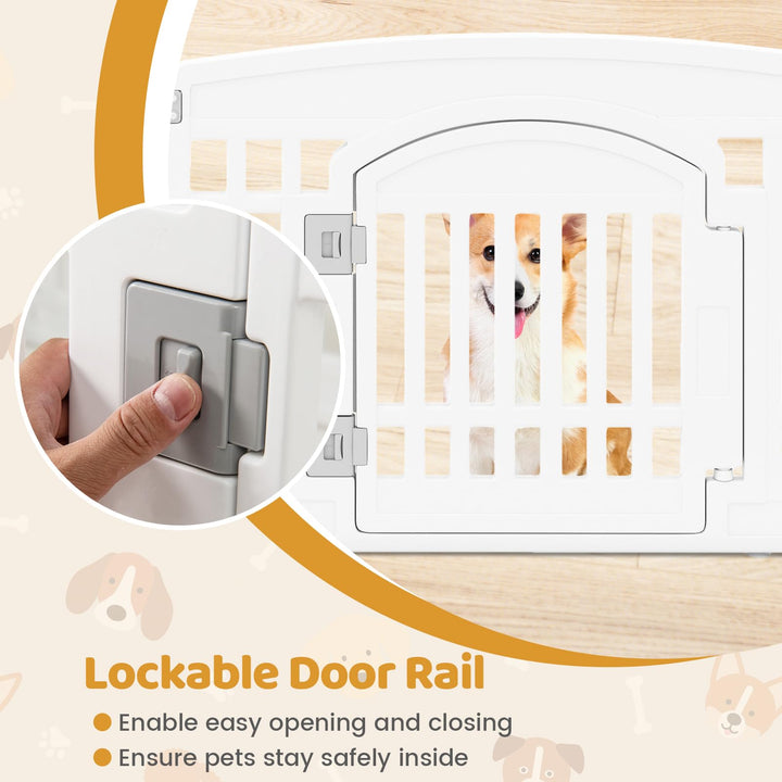 Giantex 6/12 Panel Dog Playpen 24'' Tall Plastic Pet Fence with Lockable Door