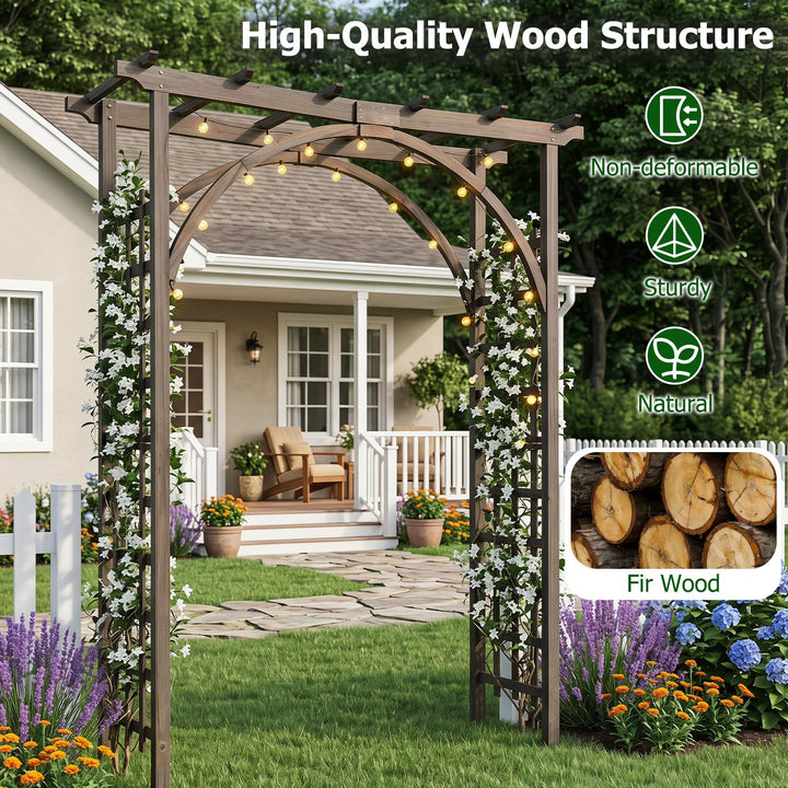Giantex 85" Wood Garden Arch Trellis with Flat Top for Climbing Plants