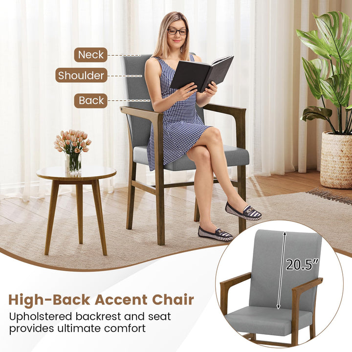 Giantex Mid Century Modern Dining Chairs Set of 2/4 with High Back, Solid Wooden Frame & Soft Cushion