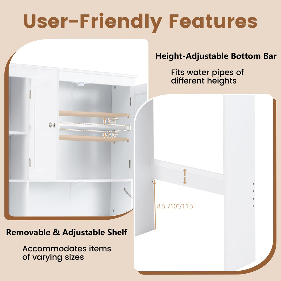 Giantex White Over The Toilet Storage Cabinet Freestanding Bathroom Organizer