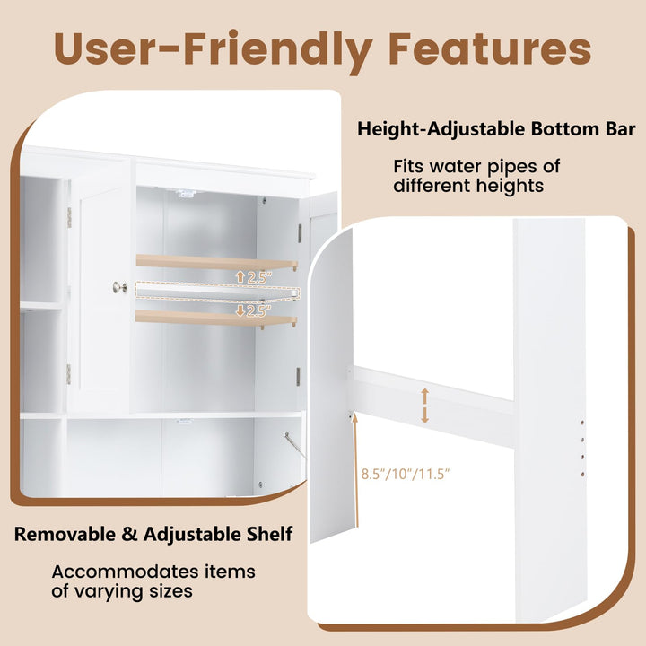 Giantex White Over The Toilet Storage Cabinet Freestanding Bathroom Organizer