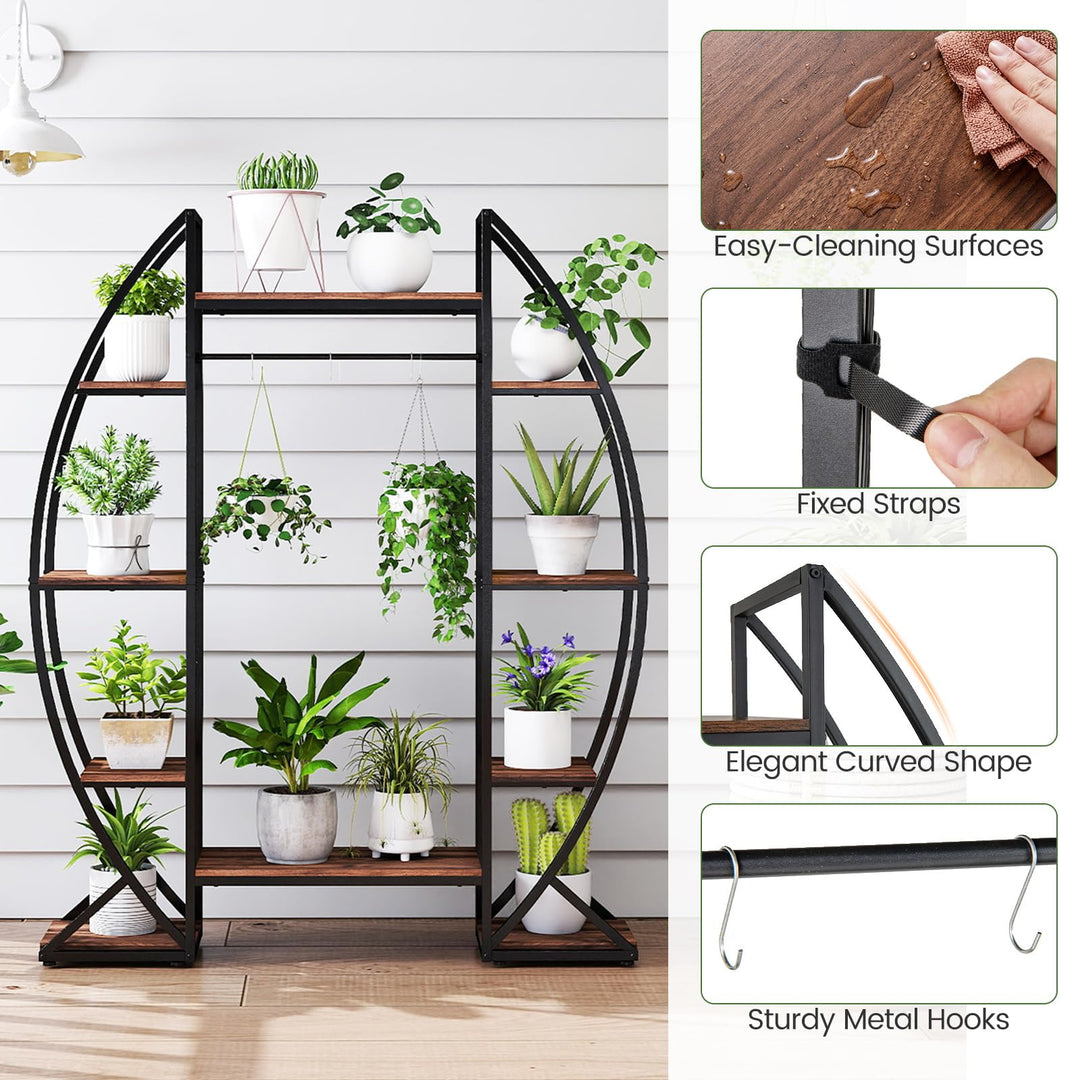 curved plant stand indoor Giantex Plant Stand Indoor with Grow Lights 10-Tier 63" Tall Metal Plant Shelf