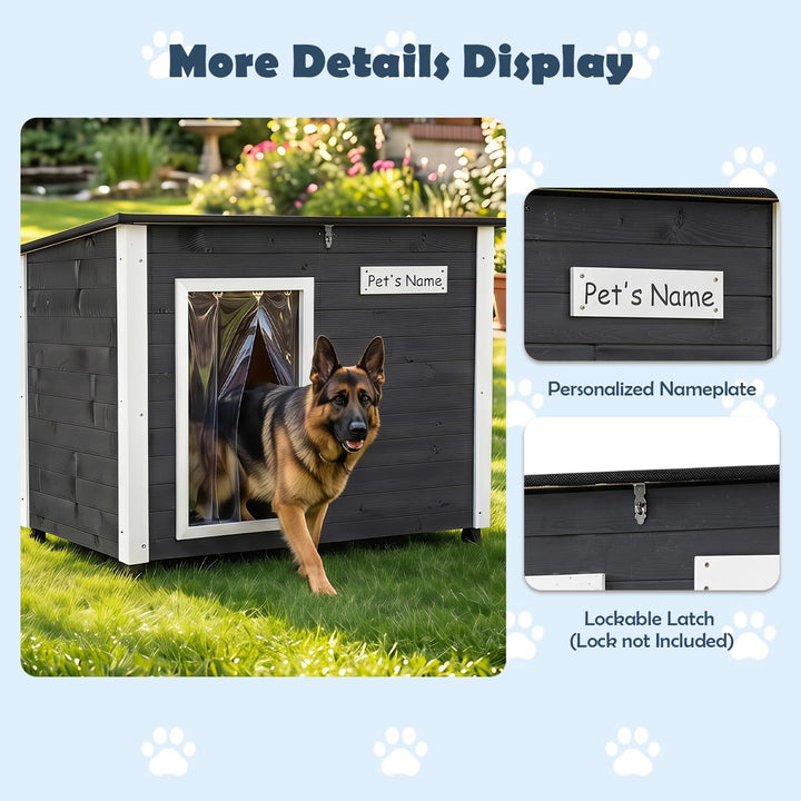 Giantex Wooden Dog House with Openable Asphalt Roof