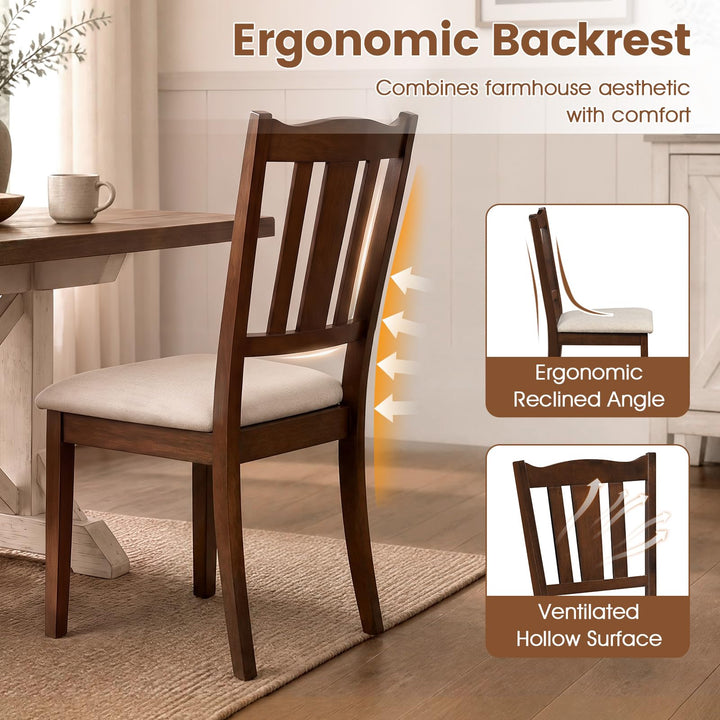 GIANTEX Wooden Dining Chairs Set of 2/4 with Hollow Back &amp; Soft-padded Seat