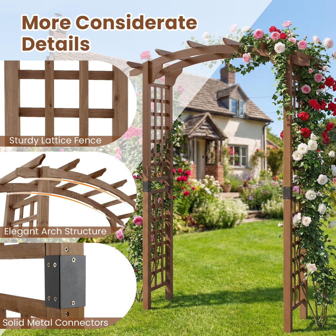 Giantex 7.5FT Wood Garden Arbor Trellis for Climbing Plants